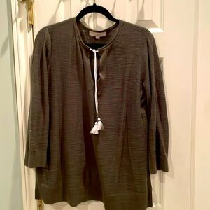 L Loft olive green sweater cardigan